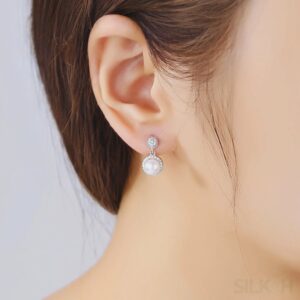 Micropaved Zirconia Freshwater Sterling Silver Pearl Stud Earring Arya